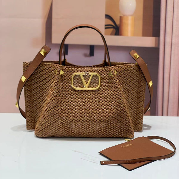 Valentino Women's Woven One Tote Summer Handbag 38cm
