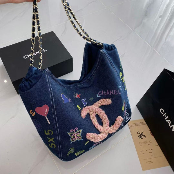 CH Denim Embroidered Tote Bag