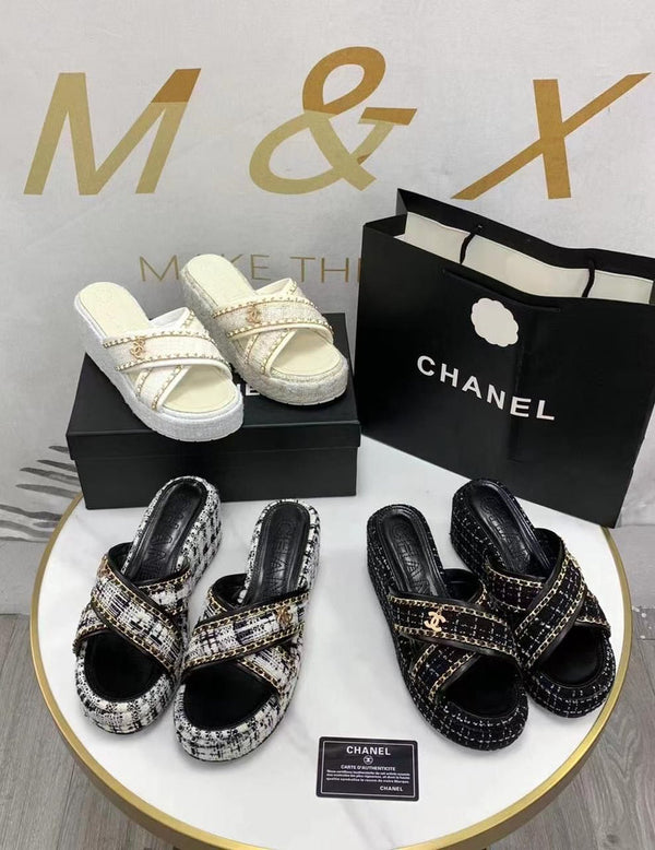 CH Luxury Women Wedge Slippers