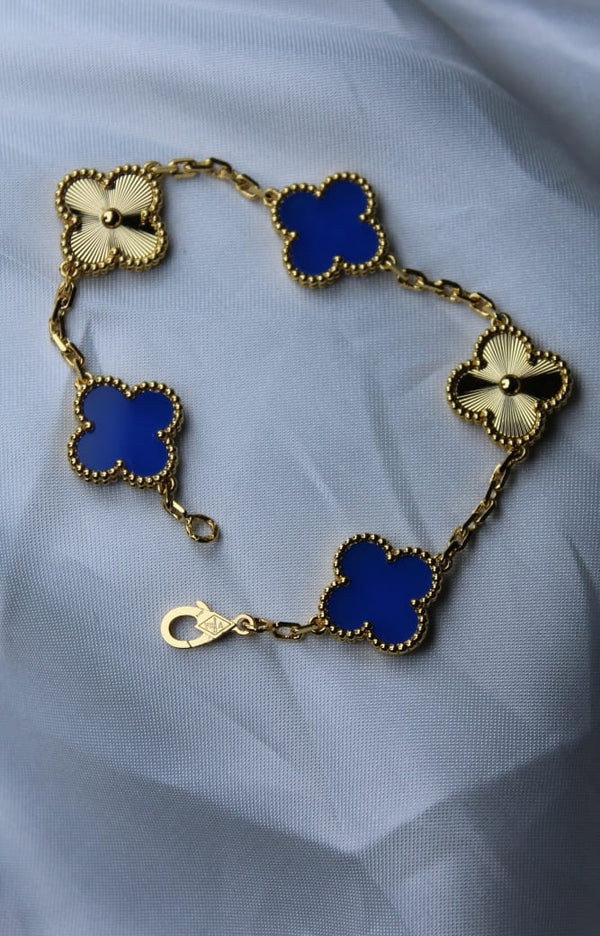 5 Motif Bracelet Agate Blue With Gold By VCA