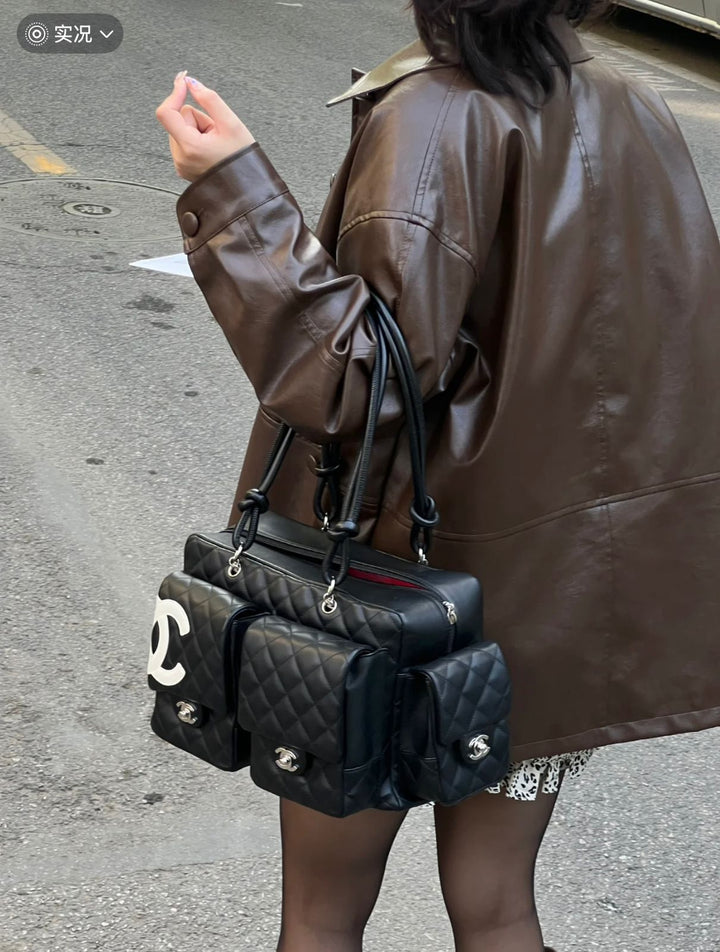 CH Ligne Cambon Reporter Quilted Leather Bag - Saadstore