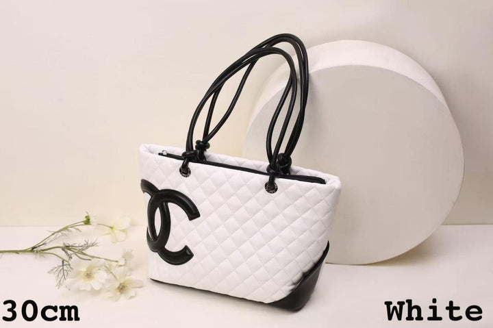 CH Quilted Leather Cambon Tote Bag 30cm - Saadstore