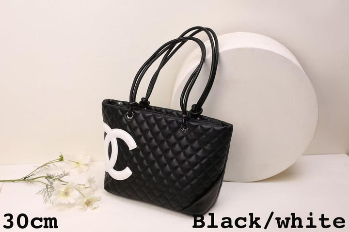 CH Quilted Leather Cambon Tote Bag 30cm - Saadstore