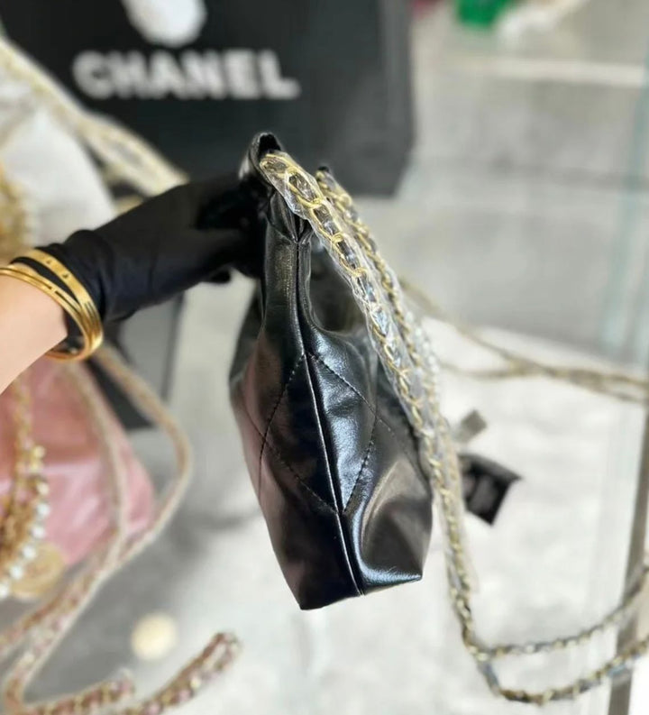 CH 22 Mini Shiny Leather Handbag 25cm - Saadstore