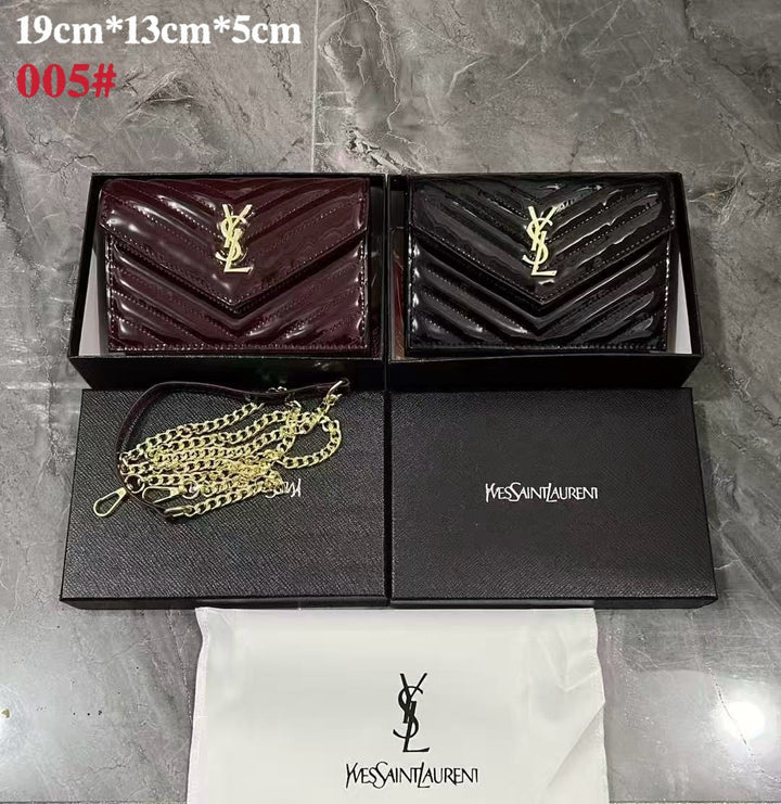 Patent Leather CASSANDRE Envelope Chain Wallet By YSL - Saadstore