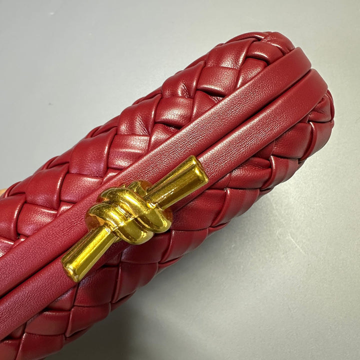 Knot Minaudiere Clutch with Chain in Intreccio Calfskin By Bottega Veneta - Saadstore