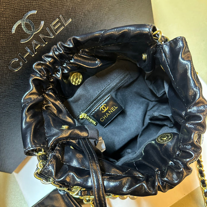 CH 22 Mini Shiny Leather Handbag 25cm - Saadstore