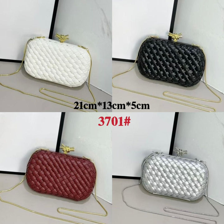 Knot Minaudiere Clutch with Chain in Intreccio Calfskin By Bottega Veneta - Saadstore