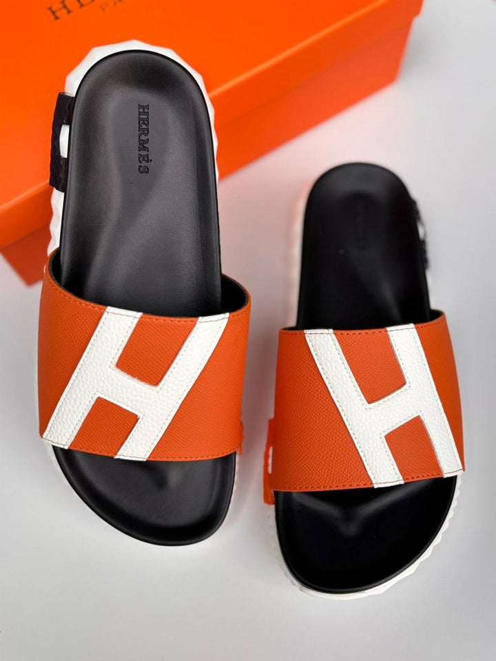 H Leather Men Slippers - Saadstore