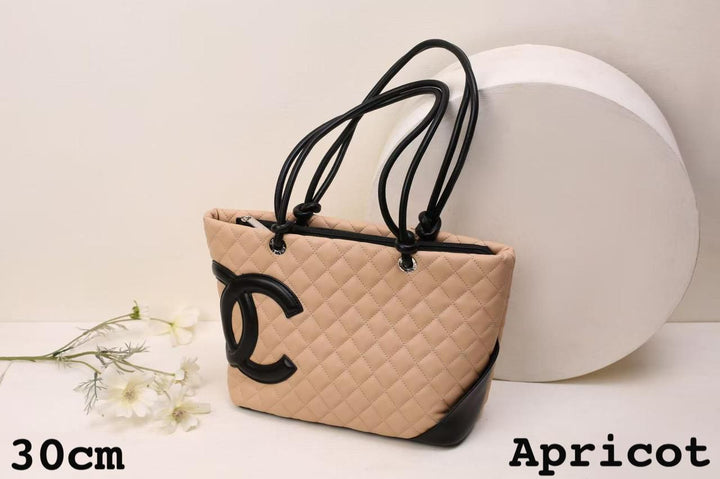 CH Quilted Leather Cambon Tote Bag 30cm - Saadstore