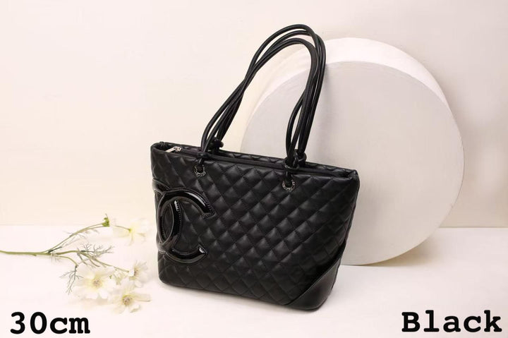 CH Quilted Leather Cambon Tote Bag 30cm - Saadstore