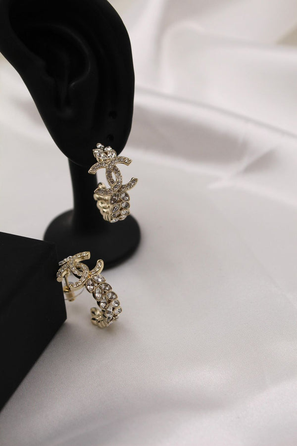 CH - CC Logo Crystal Earrings - Saadstore