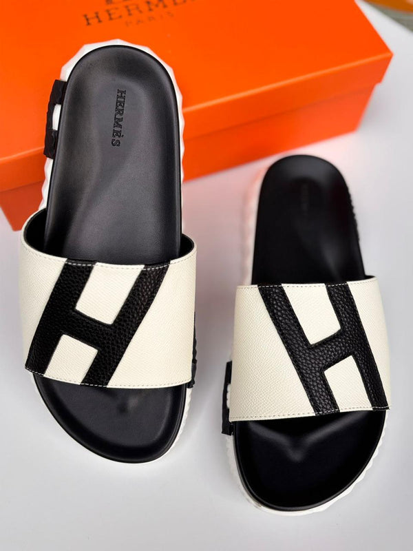 H Leather Men Slippers - Saadstore