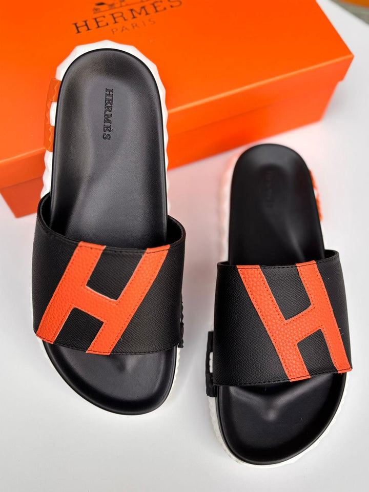 H Leather Men Slippers - Saadstore