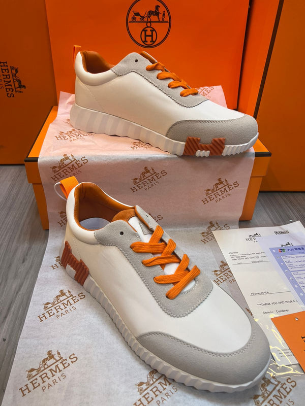 H Bouncing Leather & Fabric Material Sneakers For Men