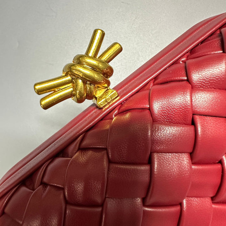 Knot Minaudiere Clutch with Chain in Intreccio Calfskin By Bottega Veneta - Saadstore